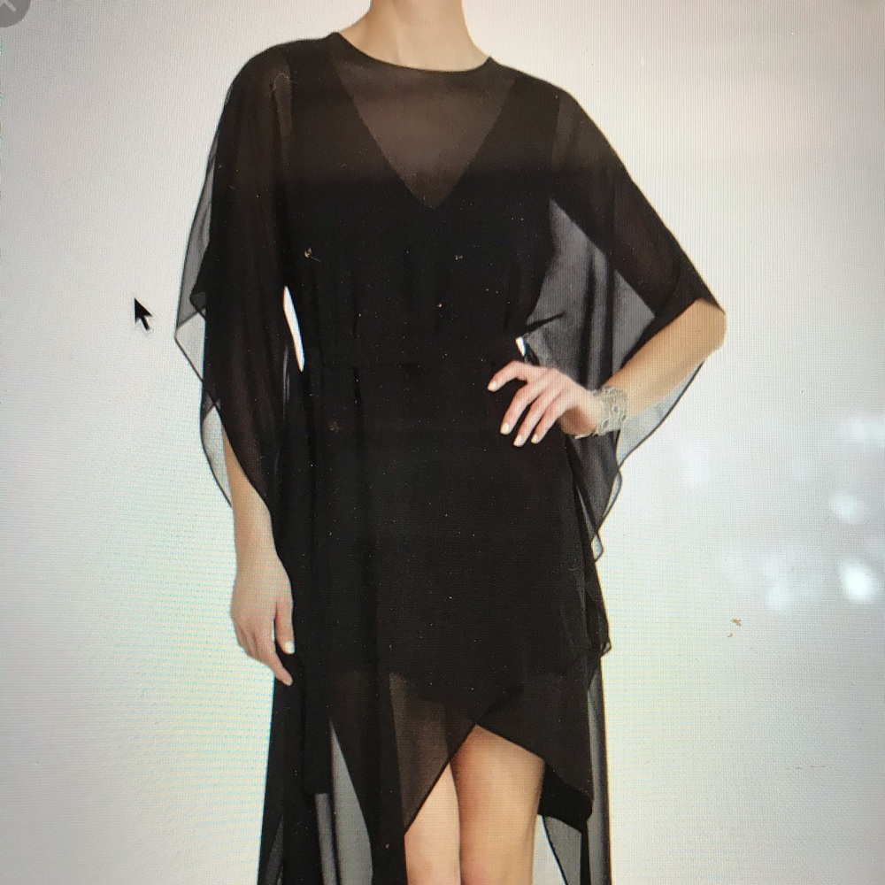 BCBG Suzy Draped Asymmetrical black dress